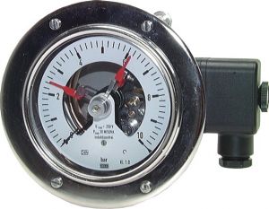 Sicherheits-Kontaktmanometer waagerecht Ø 100 mm, Edelstahl, Klasse 1,0